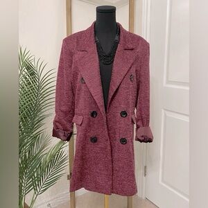 Women's Double-Breasted Burgundy Jacket, Size Medium